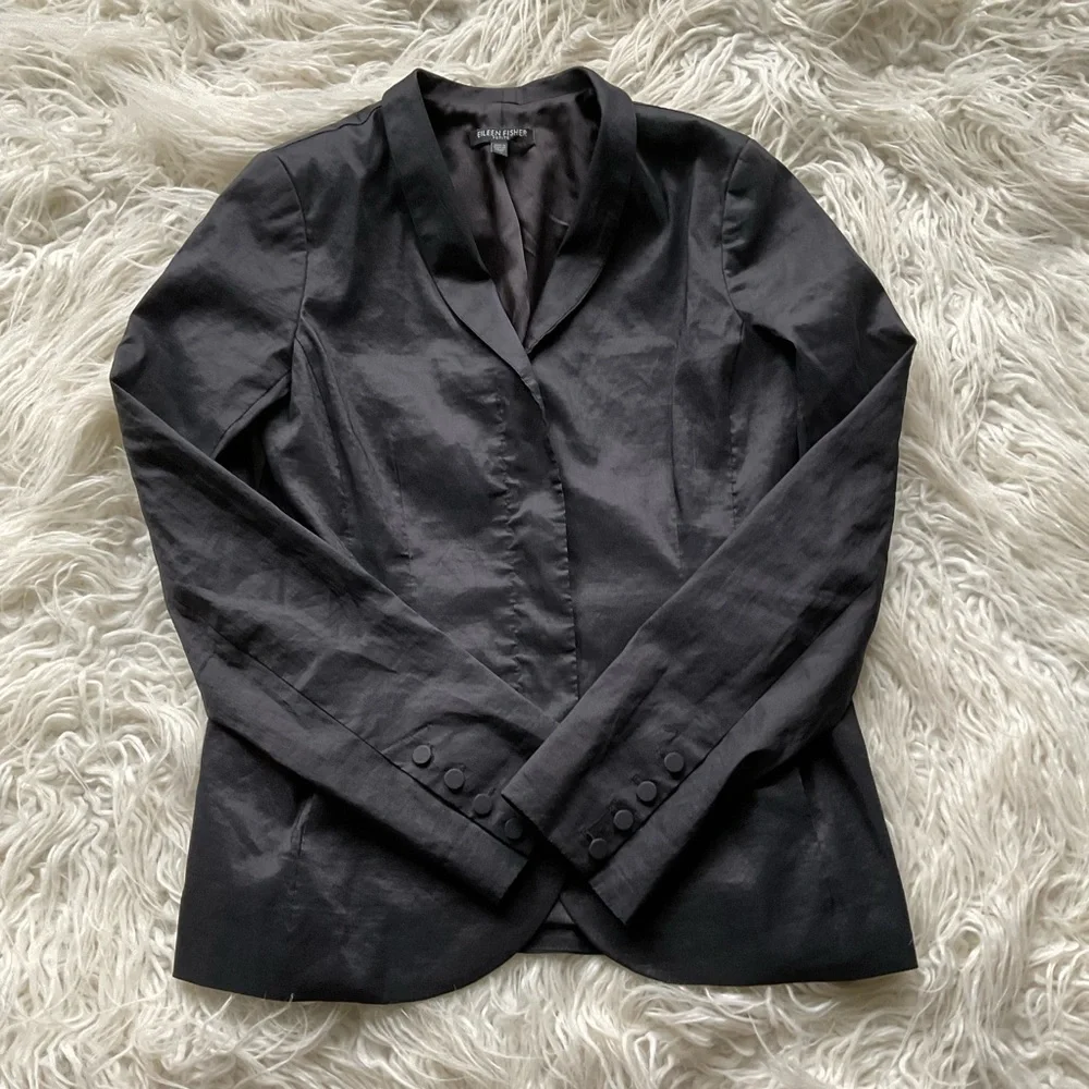 Eileen Fisher‎ Black Zip Blazer Jacket